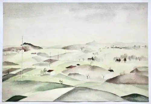 Henny Protzen-Kundmüller (1896-1967) monogrammiertes Aquarell Landschaft 1920/30