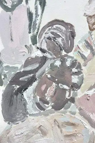 J. v. Hollenn, signierte Ölstudie, Stillleben mit afrikanischen Masken & Figuren