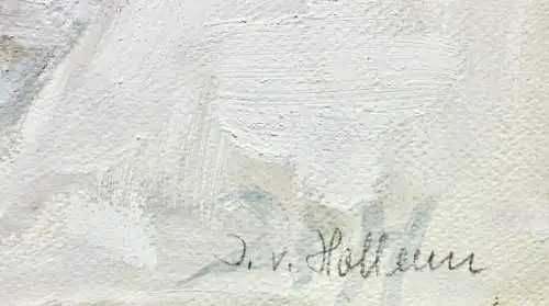 J. v. Hollenn, signierte Ölstudie, Stillleben mit afrikanischen Masken & Figuren