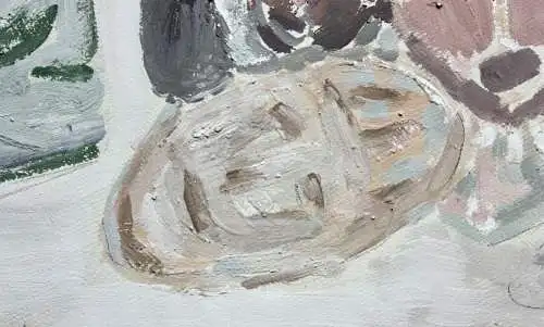 J. v. Hollenn, signierte Ölstudie, Stillleben mit afrikanischen Masken & Figuren