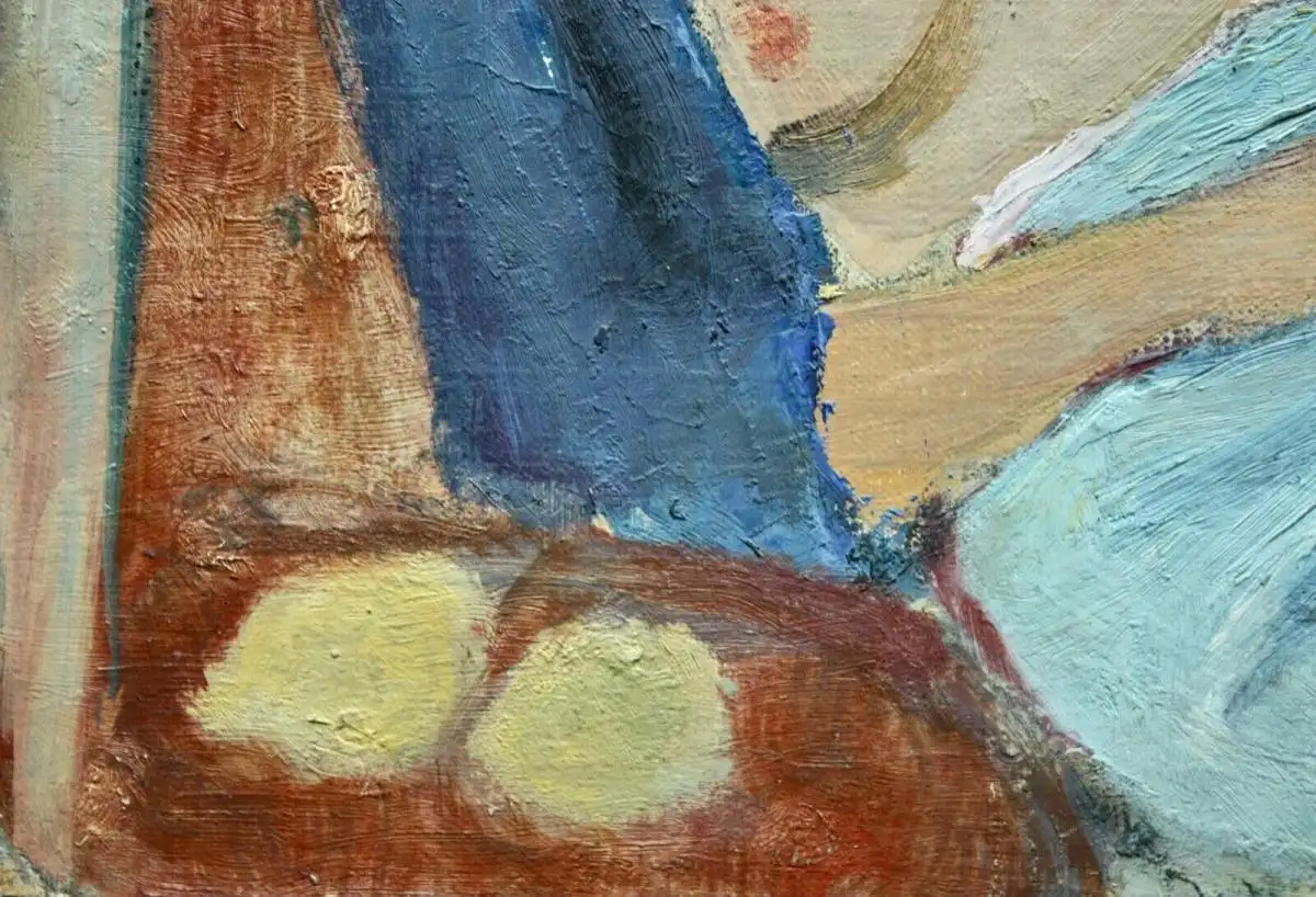 Odaliske in hellblauer Haremshose, Haremsdame, Ölstudie auf Karton, 1900-1924 3