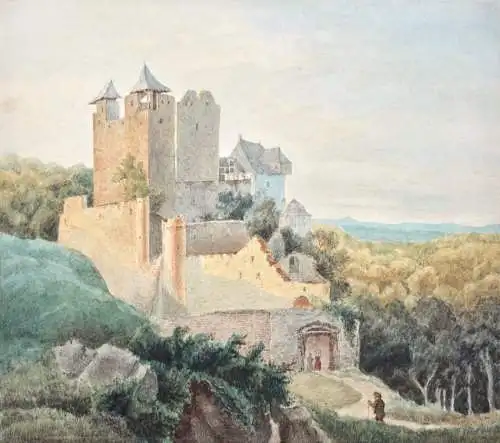 Romantischer Landschaftsmaler, Aquarell, Burg Hohlenfels, Mudershausen, um 1820