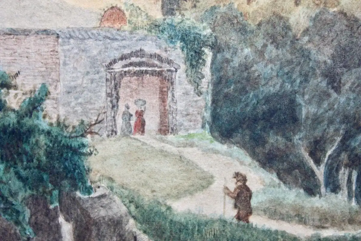 Romantischer Landschaftsmaler, Aquarell, Burg Hohlenfels, Mudershausen, um 1820 1