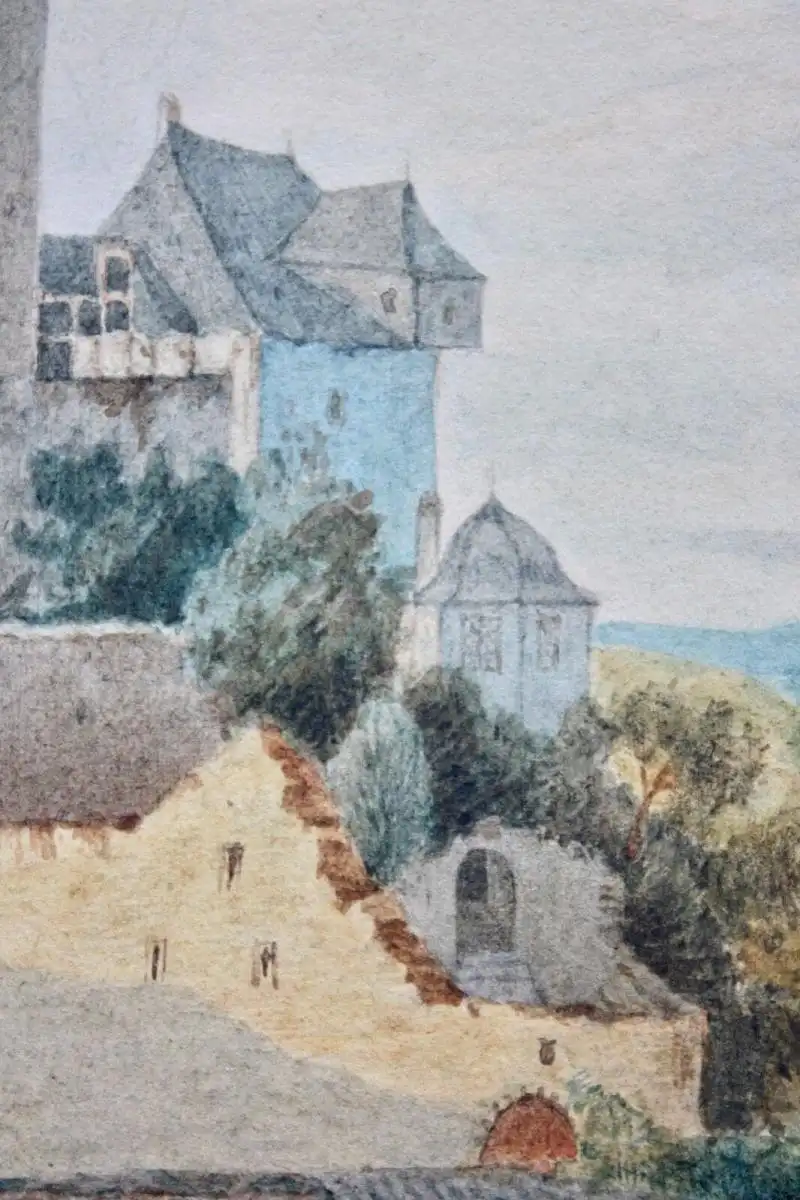 Romantischer Landschaftsmaler, Aquarell, Burg Hohlenfels, Mudershausen, um 1820 2