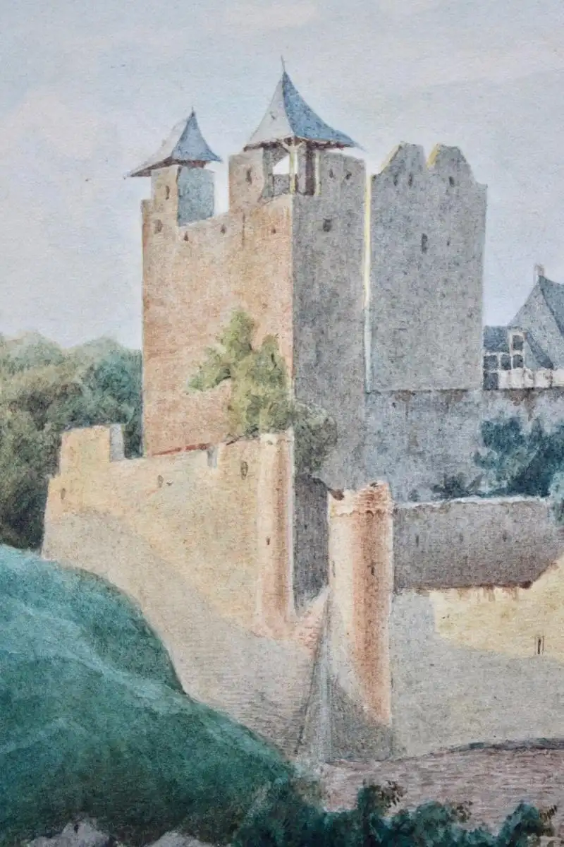 Romantischer Landschaftsmaler, Aquarell, Burg Hohlenfels, Mudershausen, um 1820 3