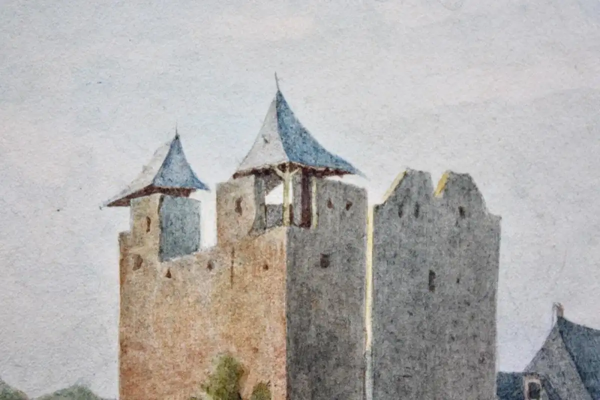 Romantischer Landschaftsmaler, Aquarell, Burg Hohlenfels, Mudershausen, um 1820 4