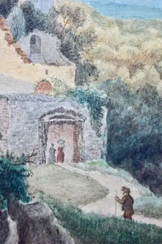 Romantischer Landschaftsmaler, Aquarell, Burg Hohlenfels, Mudershausen, um 1820