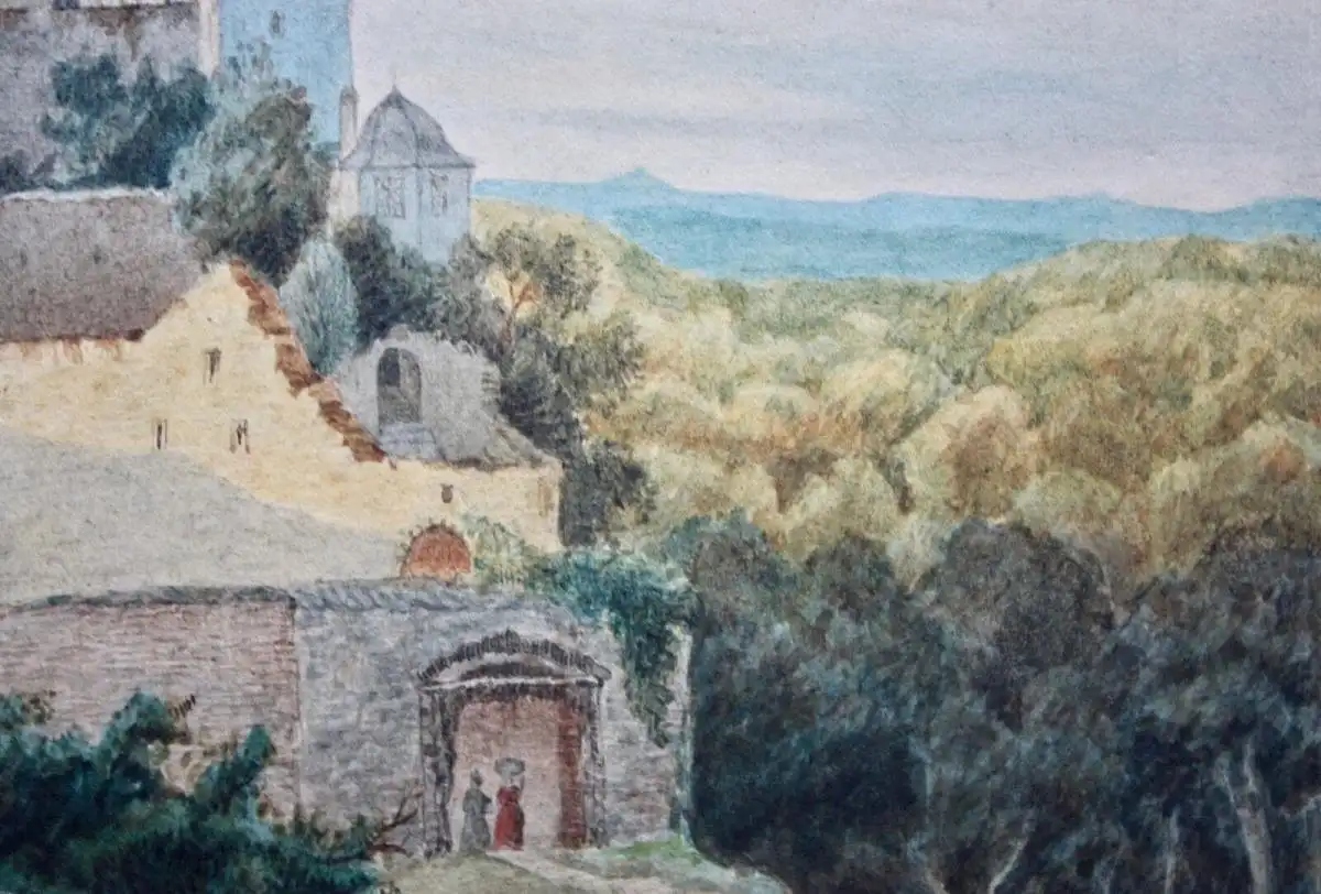 Romantischer Landschaftsmaler, Aquarell, Burg Hohlenfels, Mudershausen, um 1820 8