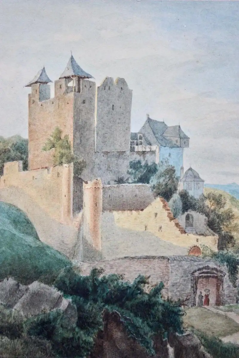 Romantischer Landschaftsmaler, Aquarell, Burg Hohlenfels, Mudershausen, um 1820 9