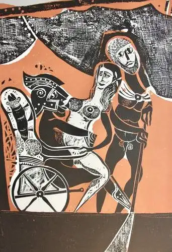 Karl-Heinz Hansen Bahia (1915-1978), Farbholzschnitt, "Das große Odysseus Boot"