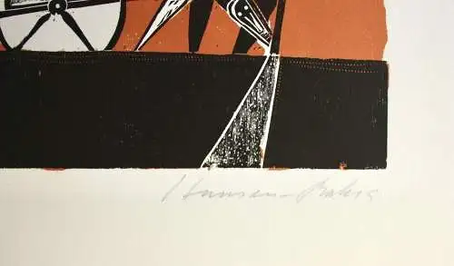 Karl-Heinz Hansen Bahia (1915-1978), Farbholzschnitt, "Das große Odysseus Boot"