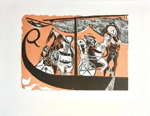 Karl-Heinz Hansen Bahia (1915-1978), Farbholzschnitt, "Das große Odysseus Boot"