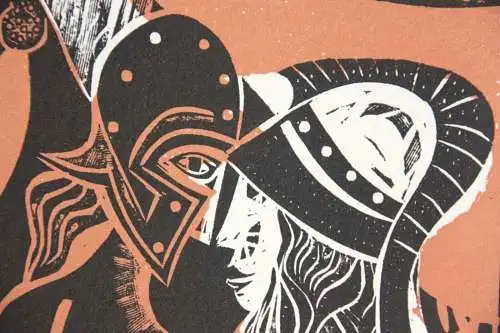 Karl-Heinz Hansen Bahia (1915-1978), Farbholzschnitt, "Das große Odysseus Boot"
