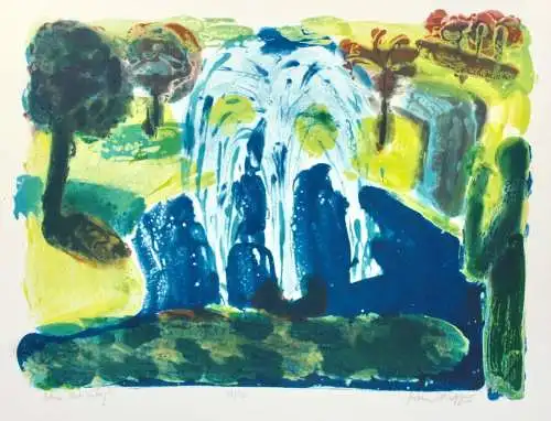 Gudrun Petersdorff (geb. 1955), signierter Lichtdruck, "Blauer Nachmittag", 1995