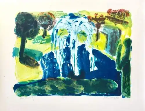 Gudrun Petersdorff (geb. 1955), signierter Lichtdruck, "Blauer Nachmittag", 1995