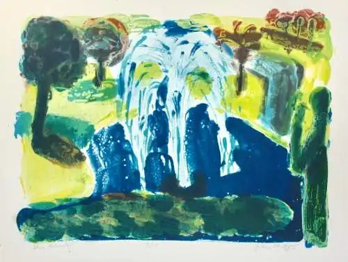 Gudrun Petersdorff (geb. 1955), signierter Lichtdruck, "Blauer Nachmittag", 1995