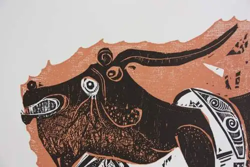 Karl-Heinz Hansen Bahia (1915-1978) sign. Farbholzschnitt, Mythologische Szene