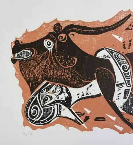 Karl-Heinz Hansen Bahia (1915-1978) sign. Farbholzschnitt, Mythologische Szene