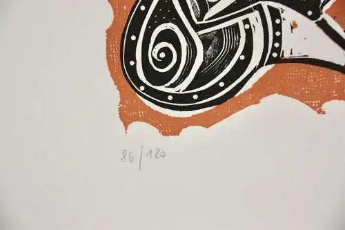 Karl-Heinz Hansen Bahia (1915-1978) sign. Farbholzschnitt, Mythologische Szene