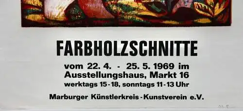 Esteban Fekete (1924-2009) Farbholzschnitt, Plakat Marburger Künstlerkreis, 1969