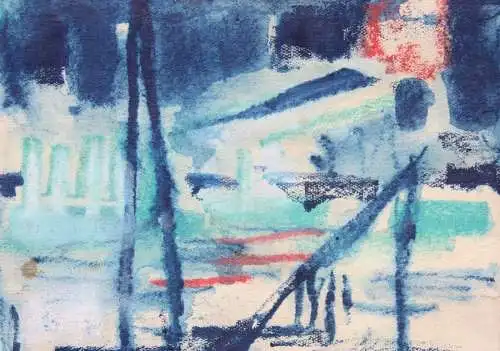 Frida Schubert Steingraeber (1901-1970), Pastell, monogrammiert, Stadt bei Nacht