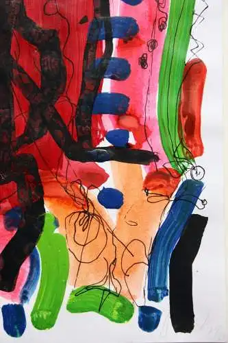 Anna Bakky (geb. 1954), sign. Aquarell, Mischtechnik, abstrakte Komposition 1992