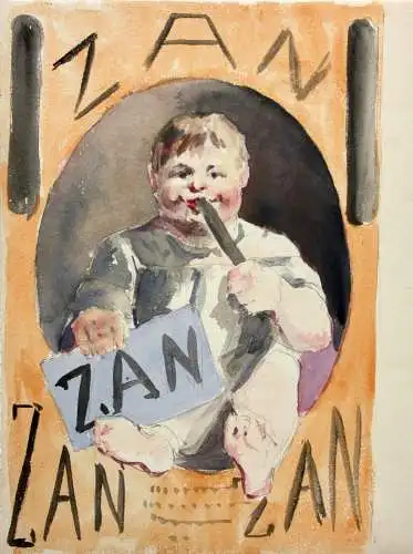 Zan Lakritz, Bärendreck, Réglisse, Aquarell, Entwurf für Werbegraphik, um 1900