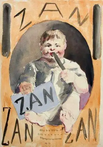 Zan Lakritz, Bärendreck, Réglisse, Aquarell, Entwurf für Werbegraphik, um 1900