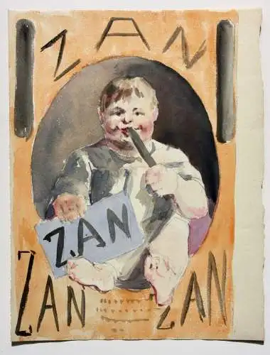 Zan Lakritz, Bärendreck, Réglisse, Aquarell, Entwurf für Werbegraphik, um 1900