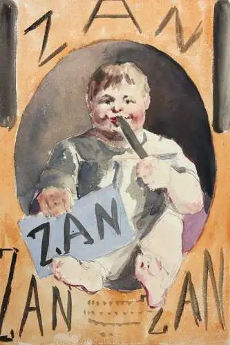 Zan Lakritz, Bärendreck, Réglisse, Aquarell, Entwurf für Werbegraphik, um 1900