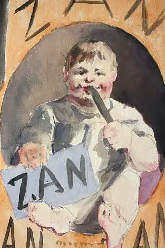 Zan Lakritz, Bärendreck, Réglisse, Aquarell, Entwurf für Werbegraphik, um 1900