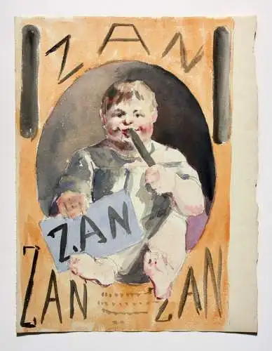 Zan Lakritz, Bärendreck, Réglisse, Aquarell, Entwurf für Werbegraphik, um 1900