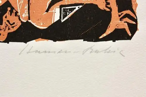 Karl-Heinz Hansen Bahia (1915-1978), sign. Farbholzschnitt, mythologische Szene