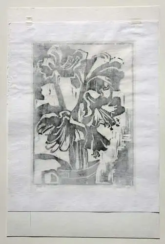 Heinz Wipper (1914-2007), Holzschnitt, expressionistisches Stillleben, Amaryllis