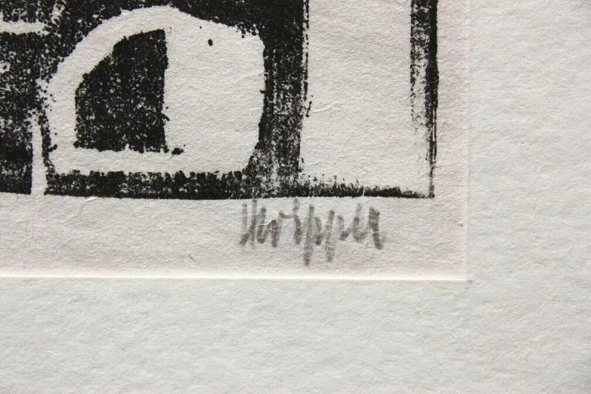 Heinz Wipper (1914-2007), Holzschnitt, expressionistisches Stillleben, Amaryllis 3