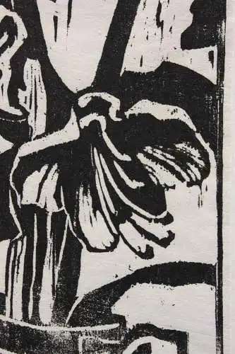 Heinz Wipper (1914-2007), Holzschnitt, expressionistisches Stillleben, Amaryllis