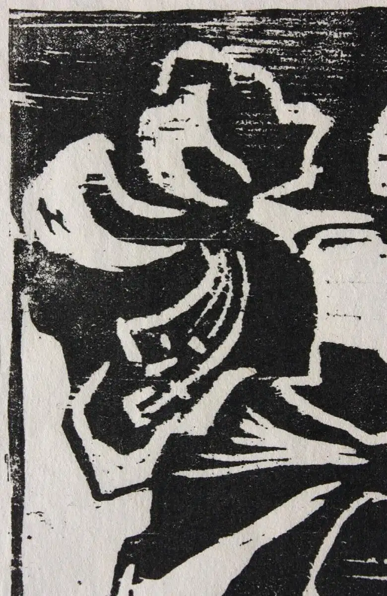 Heinz Wipper (1914-2007), Holzschnitt, expressionistisches Stillleben, Amaryllis 5