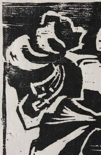 Heinz Wipper (1914-2007), Holzschnitt, expressionistisches Stillleben, Amaryllis