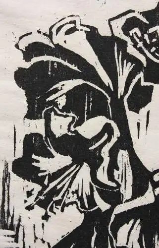 Heinz Wipper (1914-2007), Holzschnitt, expressionistisches Stillleben, Amaryllis