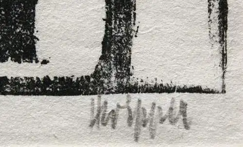 Heinz Wipper (1914-2007), Holzschnitt, expressionistisches Stillleben, Amaryllis