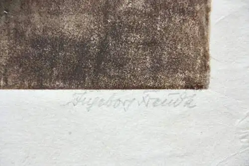 Ingeborg Fraudt, sign. Holzschnitt auf Japanpapier, Pferde, Stute mit Fohlen