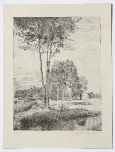 Alfred Russo (1868-1959), signierte Radierung, "Rügen", sommerliche Landschaft