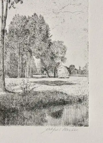 Alfred Russo (1868-1959), signierte Radierung, "Rügen", sommerliche Landschaft