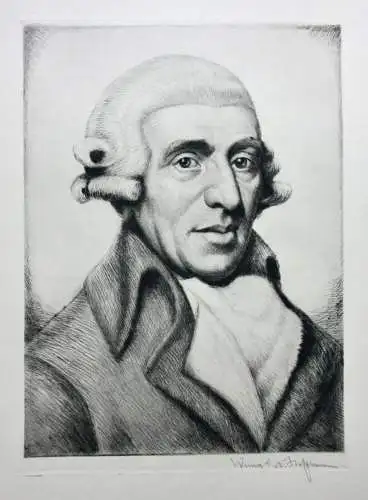 Werner Ernst A. Hoffmann (1881-1962) signierte Radierung, Komponist Joseph Haydn