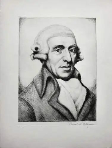 Werner Ernst A. Hoffmann (1881-1962) signierte Radierung, Komponist Joseph Haydn