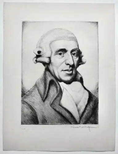 Werner Ernst A. Hoffmann (1881-1962) signierte Radierung, Komponist Joseph Haydn