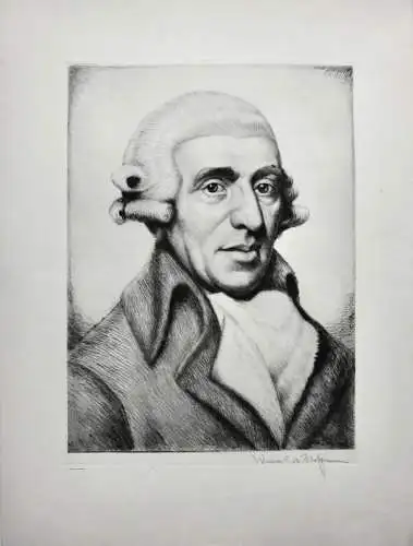 Werner Ernst A. Hoffmann (1881-1962) signierte Radierung, Komponist Joseph Haydn