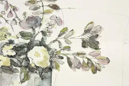 J. v. Hollenn, signiertes Aquarell, Blumenstillleben in einer pokalartigen Vase