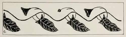 Werner Oberdörffer, monogrammierte Zeichnung, Jugendstil Ornamentfries, um 1900
