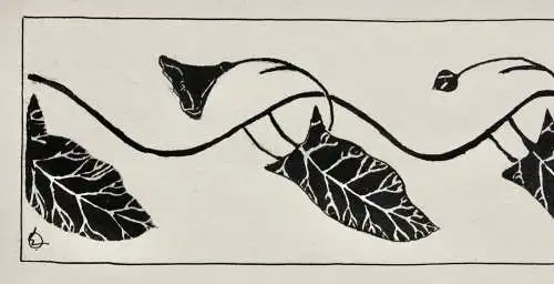 Werner Oberdörffer, monogrammierte Zeichnung, Jugendstil Ornamentfries, um 1900